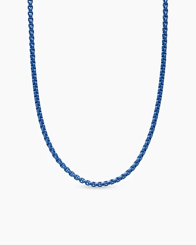 Box Chain Necklace Sterling Silver with Blue Stainless Steel, 2.7mm
