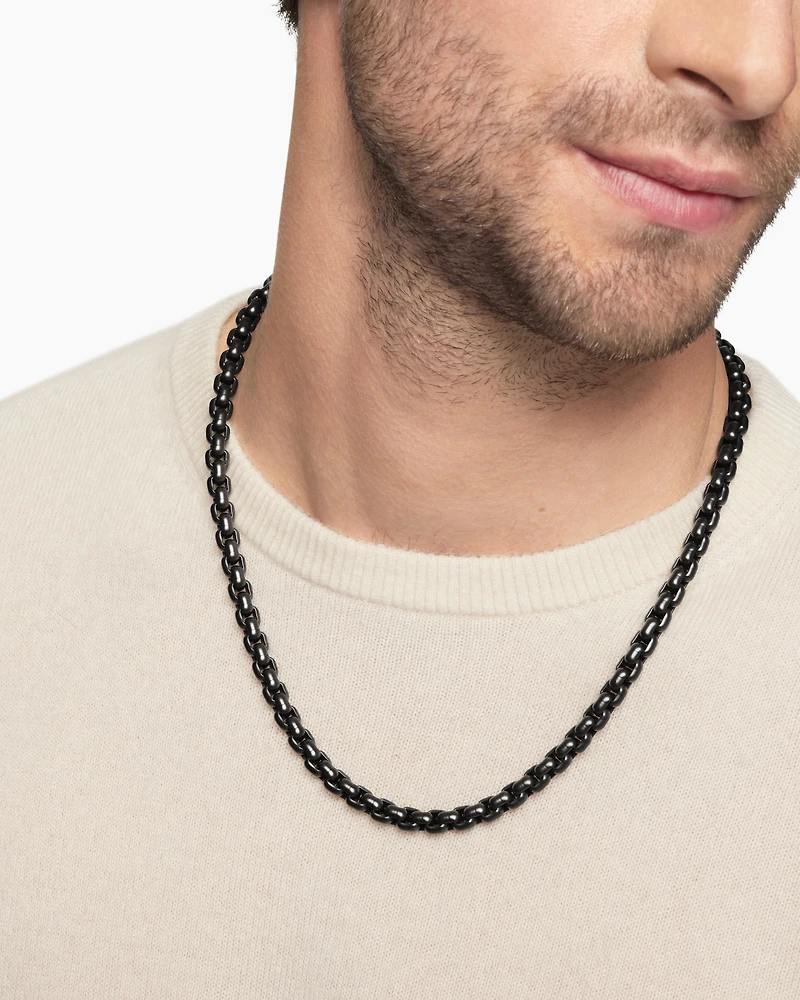 Box Chain Necklace with Stainless Steel and Sterling Silver