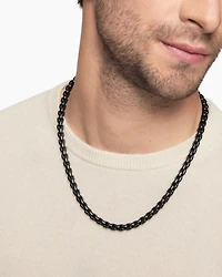 Box Chain Necklace with Stainless Steel and Sterling Silver