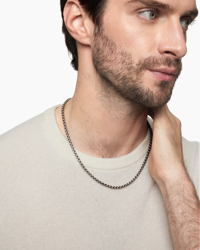 Box Chain Necklace with Grey Titanium