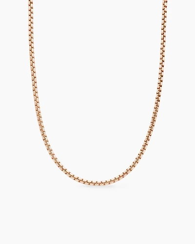 Box Chain Necklace 18K Rose Gold, 3.4mm