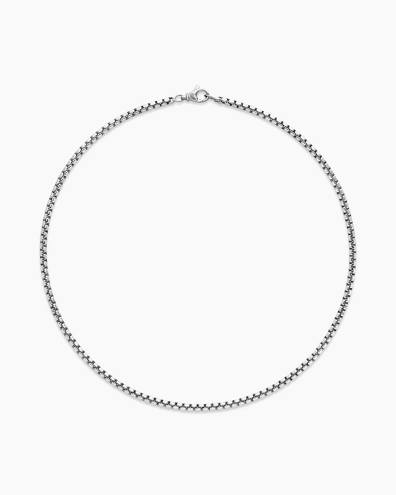Box Chain Necklace 18K White Gold