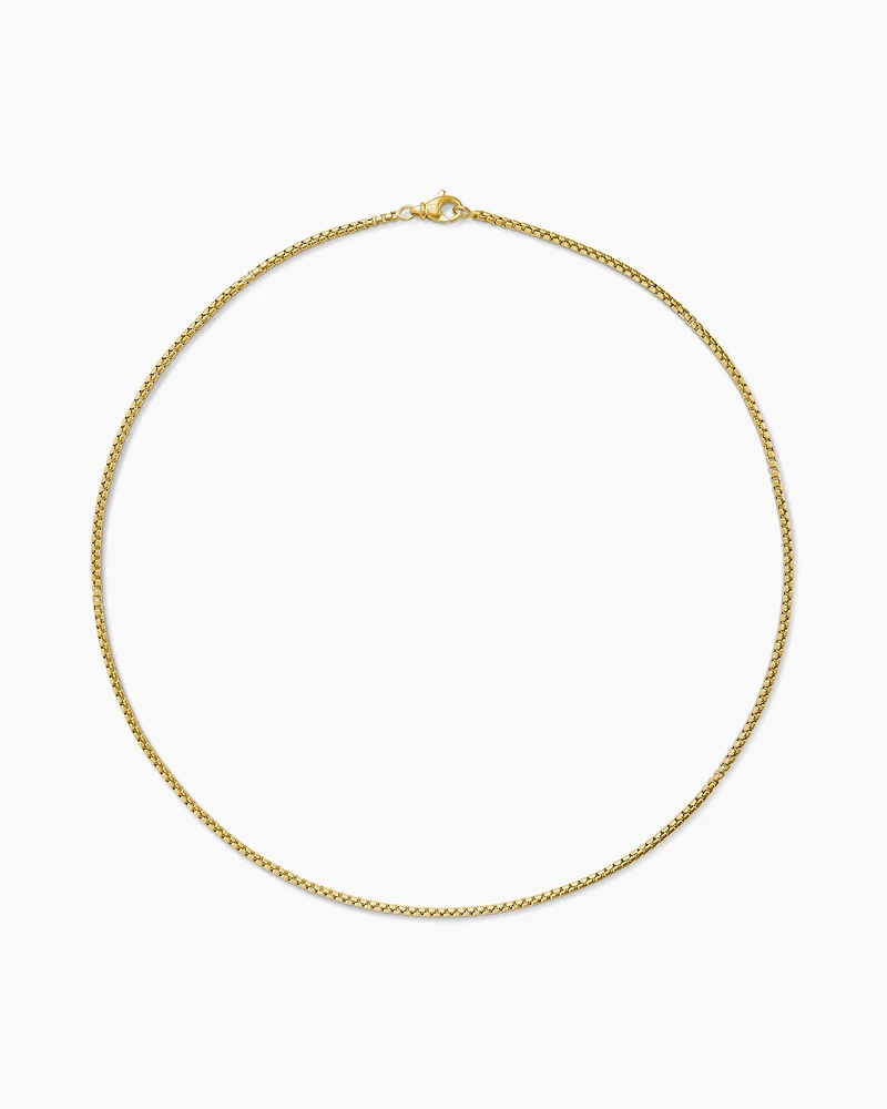 Box Chain Necklace Brushed 18K Yellow Gold