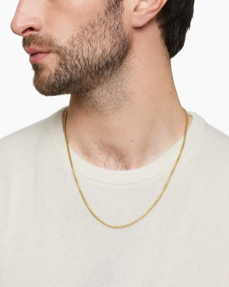 Box Chain Necklace Brushed 18K Yellow Gold