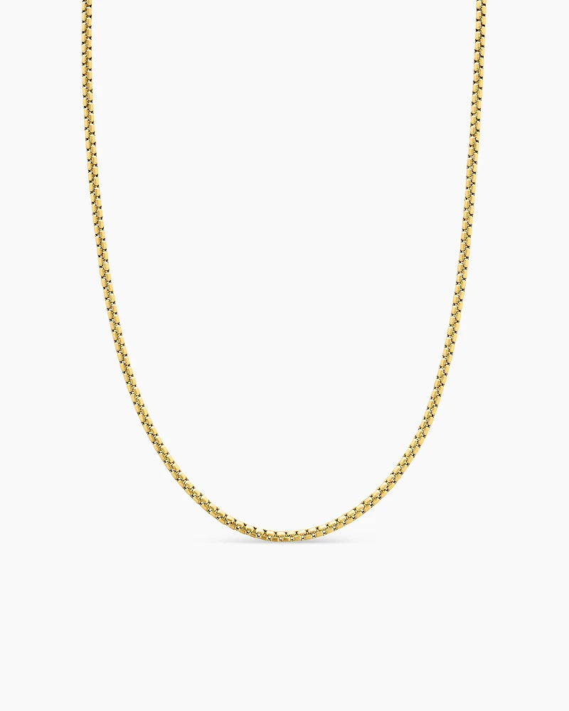Box Chain Necklace Brushed 18K Yellow Gold