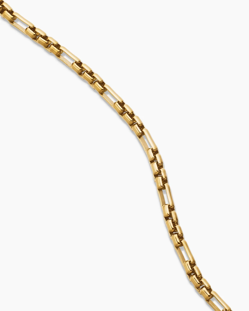 Open Station Box Chain Necklace 18K Yellow Gold