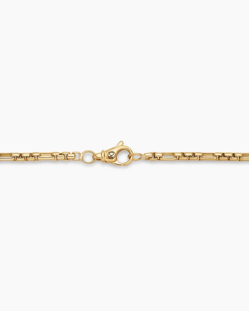 Open Station Box Chain Necklace 18K Yellow Gold
