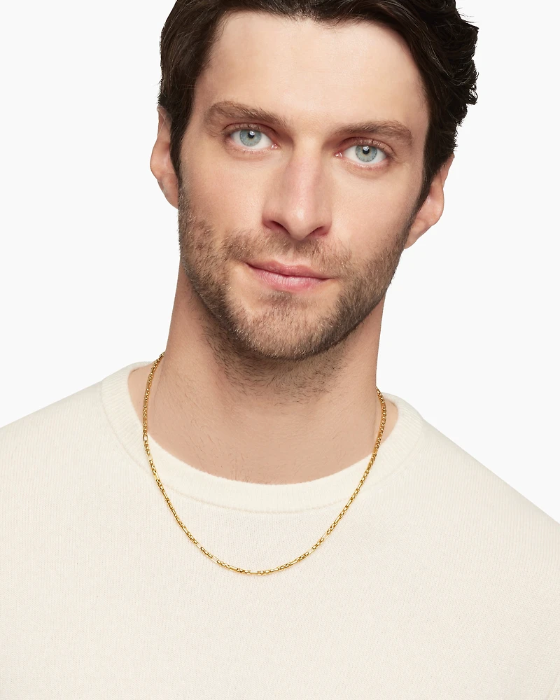 Open Station Box Chain Necklace 18K Yellow Gold