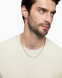 Open Station Box Chain Necklace 18K Yellow Gold