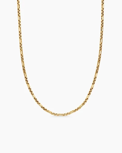 Open Station Box Chain Necklace 18K Yellow Gold