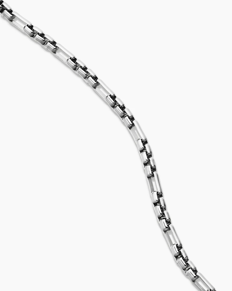 Open Station Box Chain Necklace Sterling Silver, 3mm