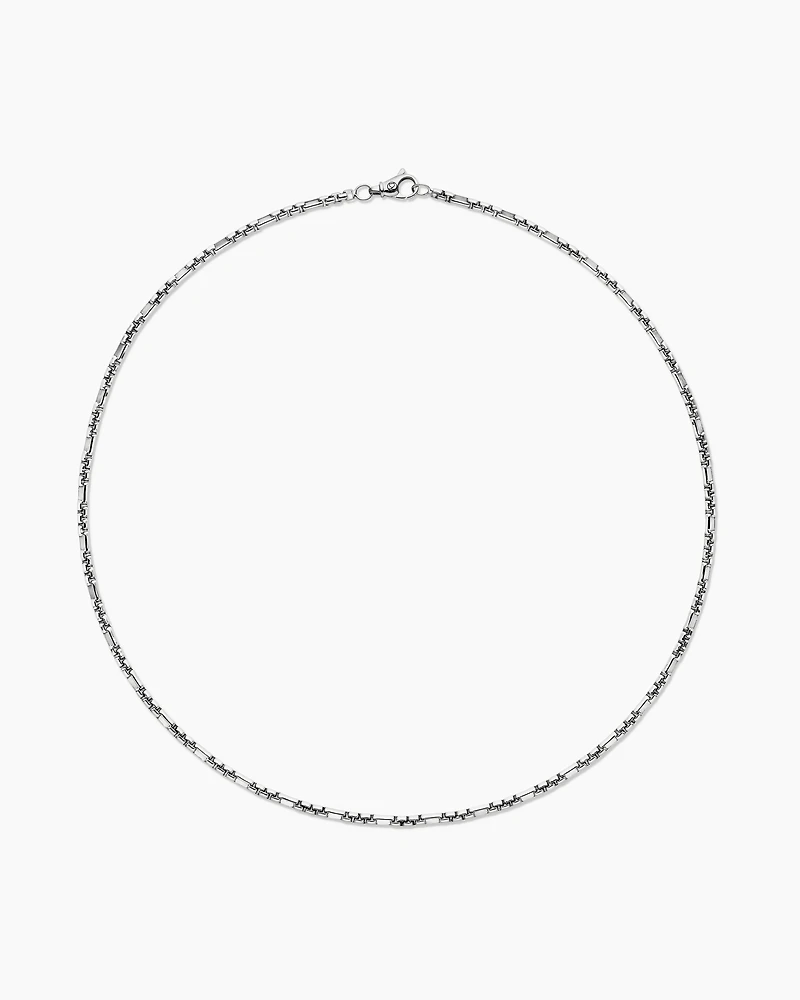 Open Station Box Chain Necklace Sterling Silver, 3mm
