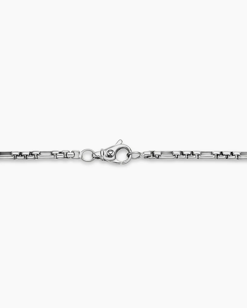 Open Station Box Chain Necklace Sterling Silver, 3mm