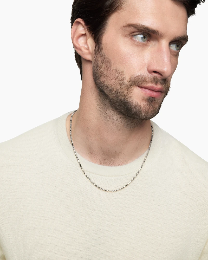 Open Station Box Chain Necklace Sterling Silver, 3mm