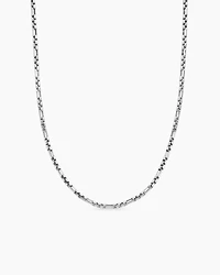 Open Station Box Chain Necklace Sterling Silver, 3mm