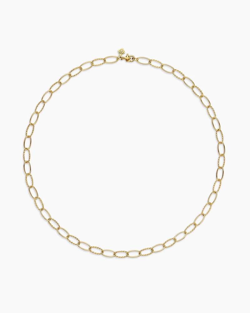 Stax Elongated Oval Link Necklace 18K Yellow Gold