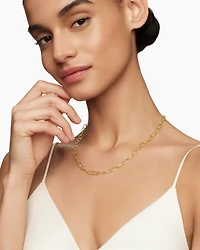 Stax Elongated Oval Link Necklace 18K Yellow Gold