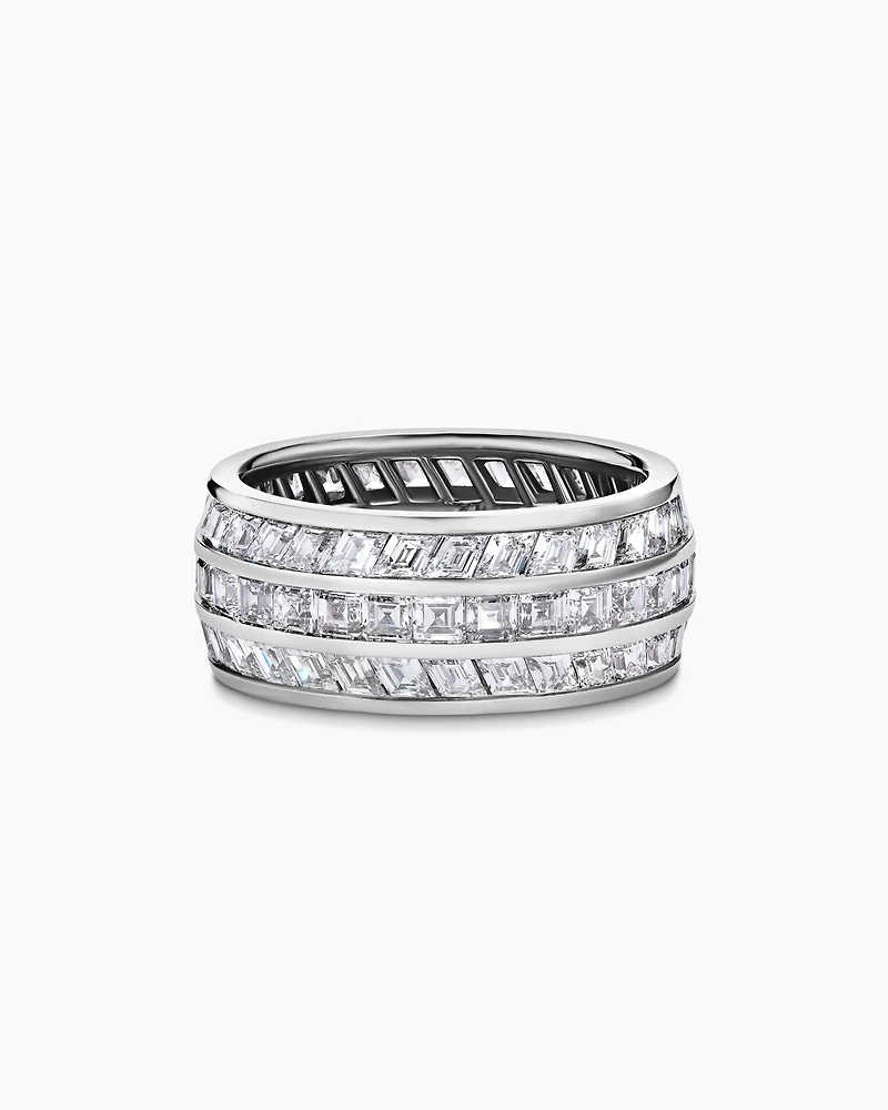 Deco Stone Band Ring Platinum with Diamonds