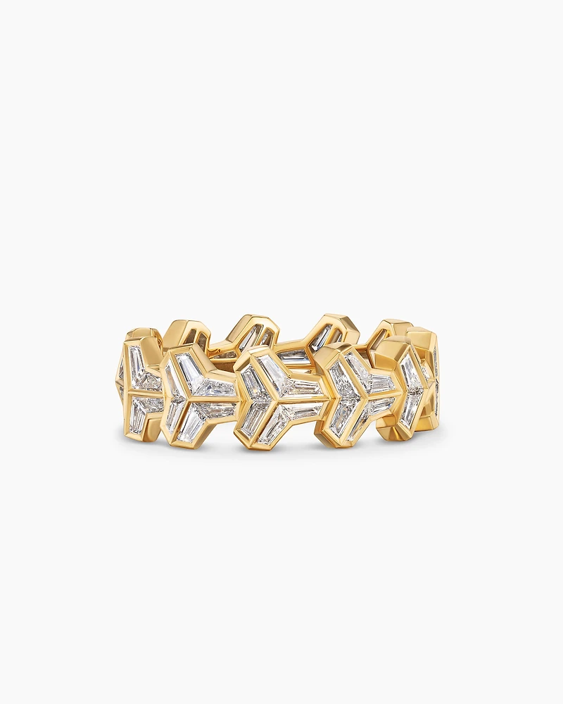 Armoury Band Ring in Yellow Gold with Diamonds