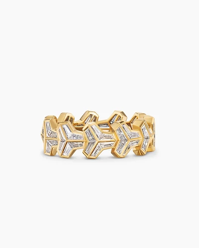 Armoury Band Ring in Yellow Gold with Diamonds