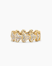 Armoury Band Ring in Yellow Gold with Diamonds