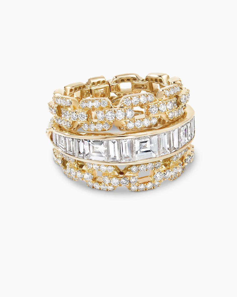 Stax Chain Ring Yellow Gold with Diamonds