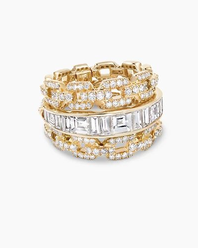 Stax Chain Ring Yellow Gold with Diamonds