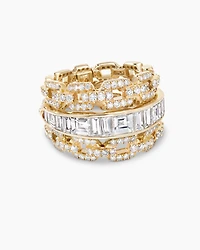 Stax Chain Ring Yellow Gold with Diamonds