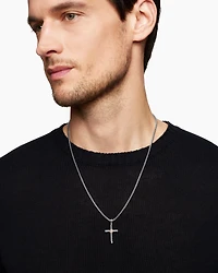 Cable Cross Pendant in Sterling Silver with 18K Yellow Gold, 35mm