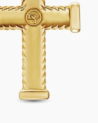 Chevron Cross Pendant in 18K Yellow Gold with Diamonds, 33mm