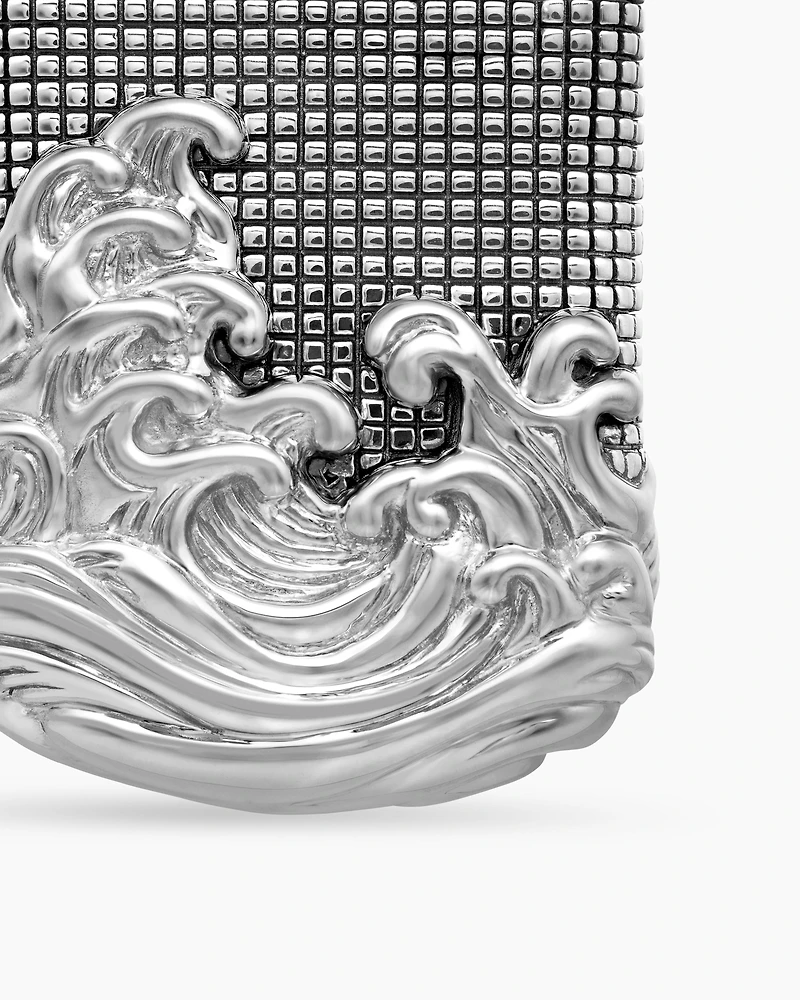 Waves Tag in Sterling Silver, 35mm