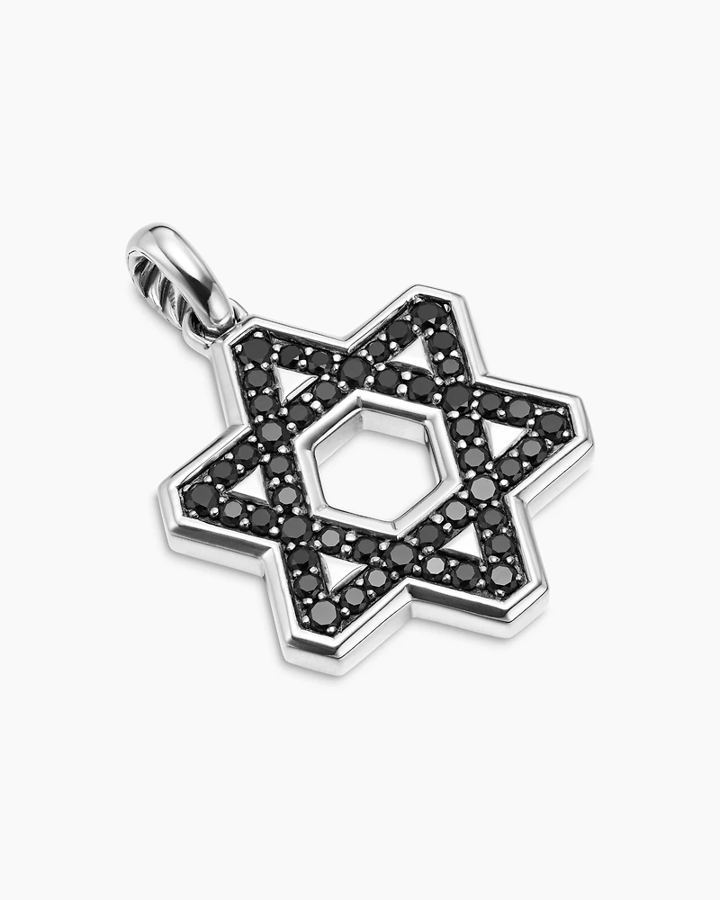 Streamline® Star of David Pendant in Sterling Silver with Black Diamonds, 25mm