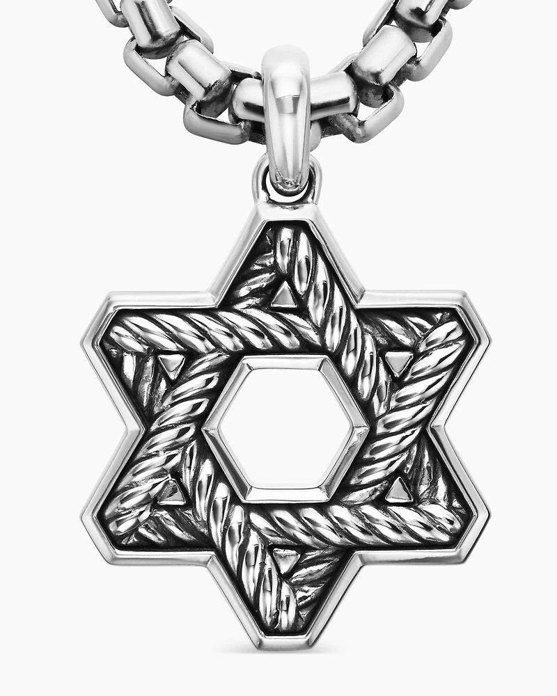 Streamline® Star of David Pendant in Sterling Silver with Black Diamonds, 25mm