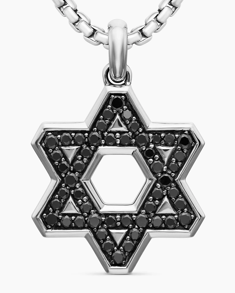 Streamline® Star of David Pendant in Sterling Silver with Black Diamonds, 25mm