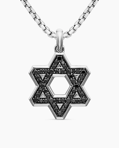 Streamline® Star of David Pendant in Sterling Silver with Black Diamonds, 25mm