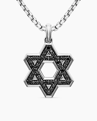 Streamline® Star of David Pendant in Sterling Silver with Black Diamonds, 25mm