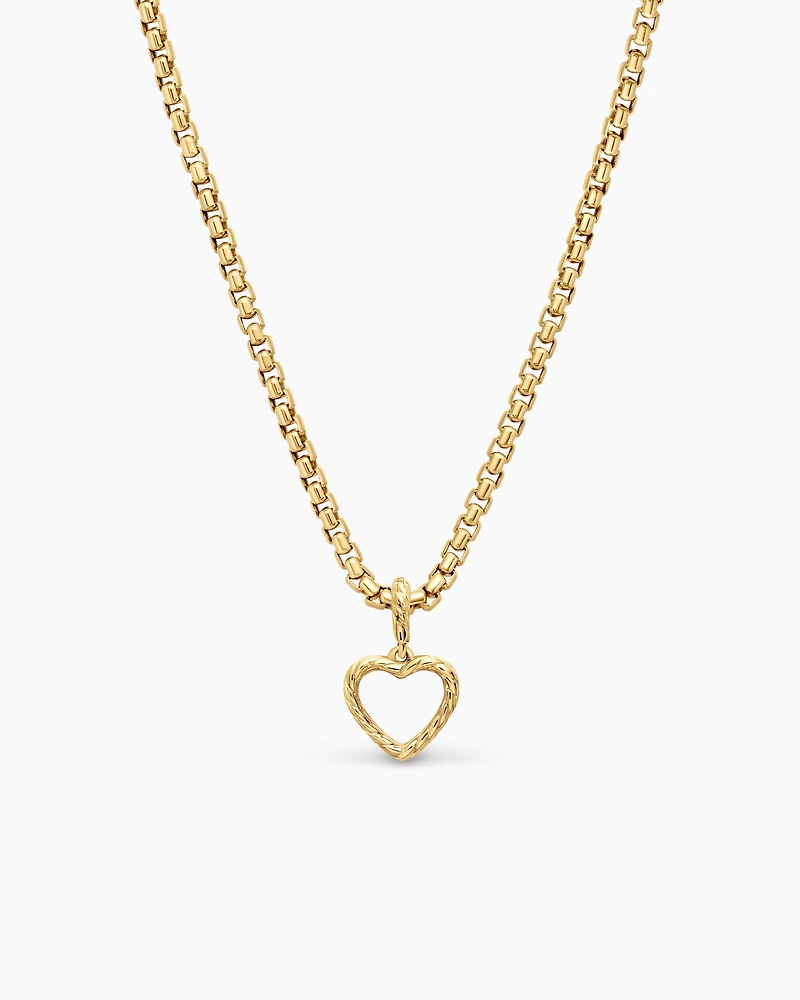 Heart Amulet in 18K Yellow Gold with Diamonds, 11mm
