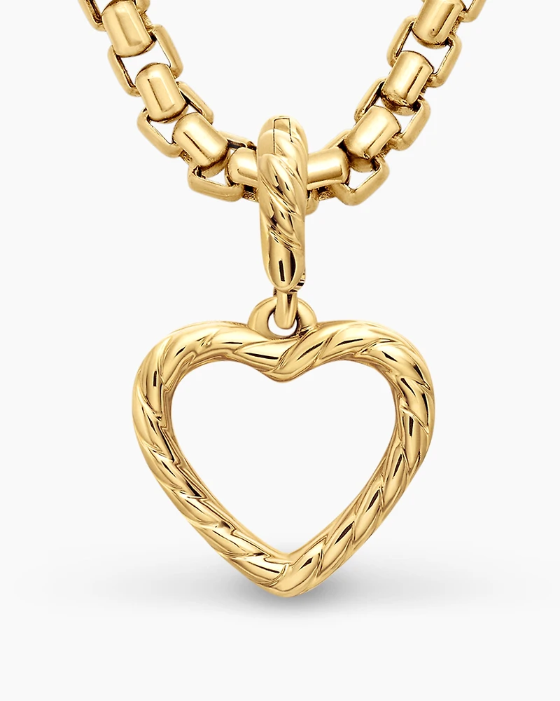 Heart Amulet in 18K Yellow Gold with Diamonds, 11mm