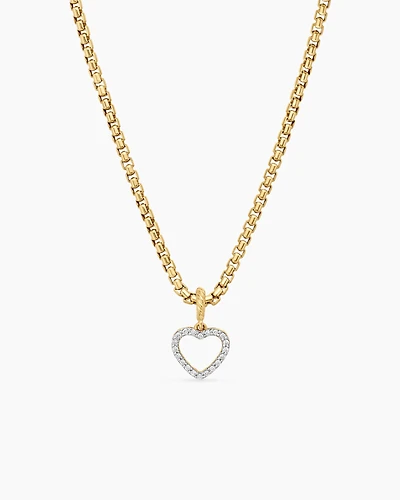 Heart Amulet in 18K Yellow Gold with Diamonds, 18.5mm