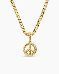 Peace Sign Amulet in 18K Yellow Gold with Diamonds, 11mm