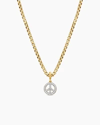 Peace Sign Amulet in 18K Yellow Gold with Diamonds, 11mm