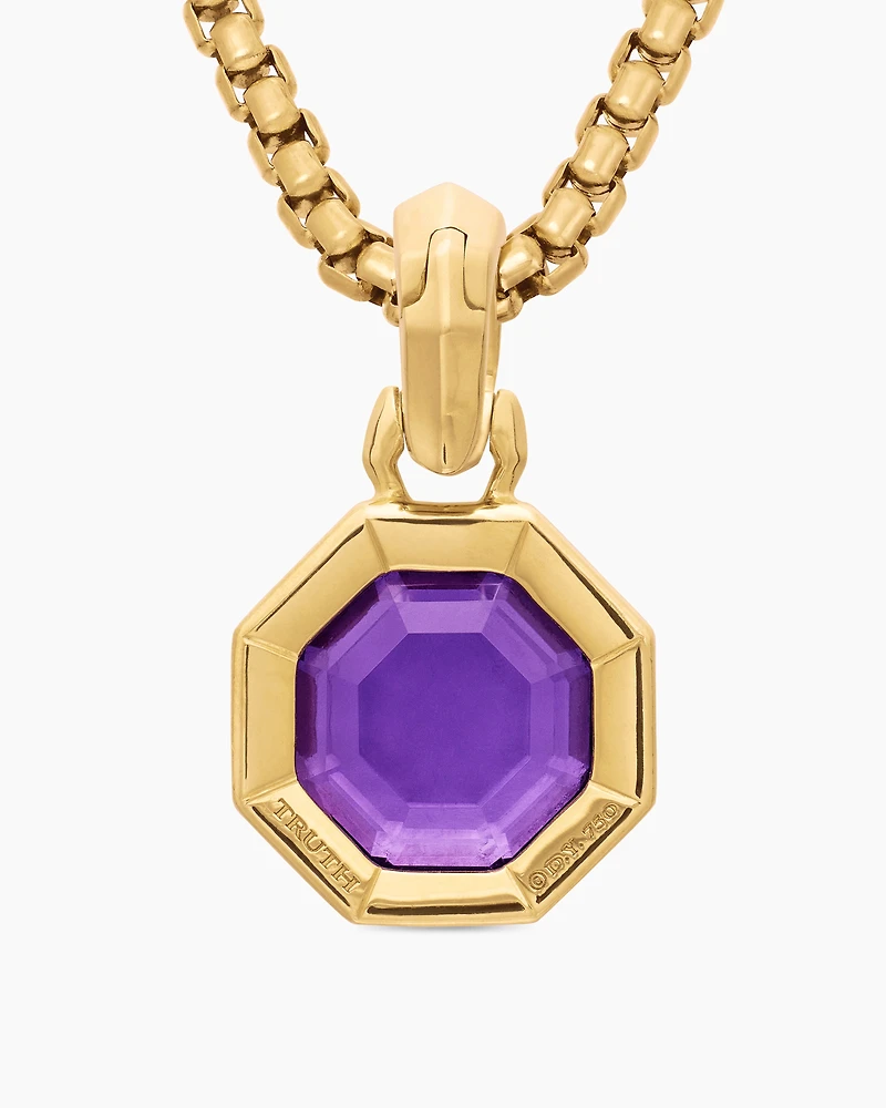 Octagon Cut Amulet in 18K Yellow Gold with Amethyst, 13mm