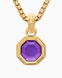 Octagon Cut Amulet in 18K Yellow Gold with Amethyst, 13mm