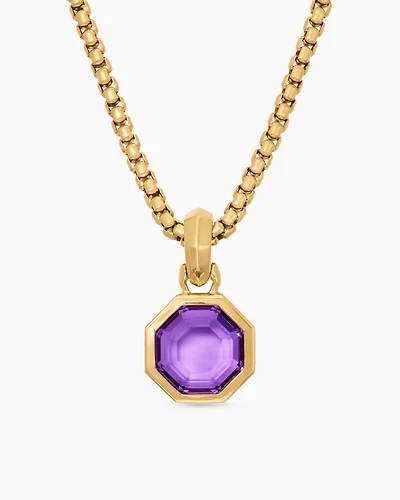 Octagon Cut Amulet in 18K Yellow Gold, 13mm