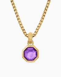 Octagon Cut Amulet in 18K Yellow Gold with Amethyst, 13mm