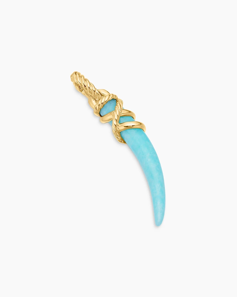 Tusk Amulet with Amazonite and 18K Yellow Gold, 42mm