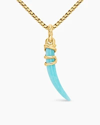 Tusk Amulet with Amazonite and 18K Yellow Gold, 42mm