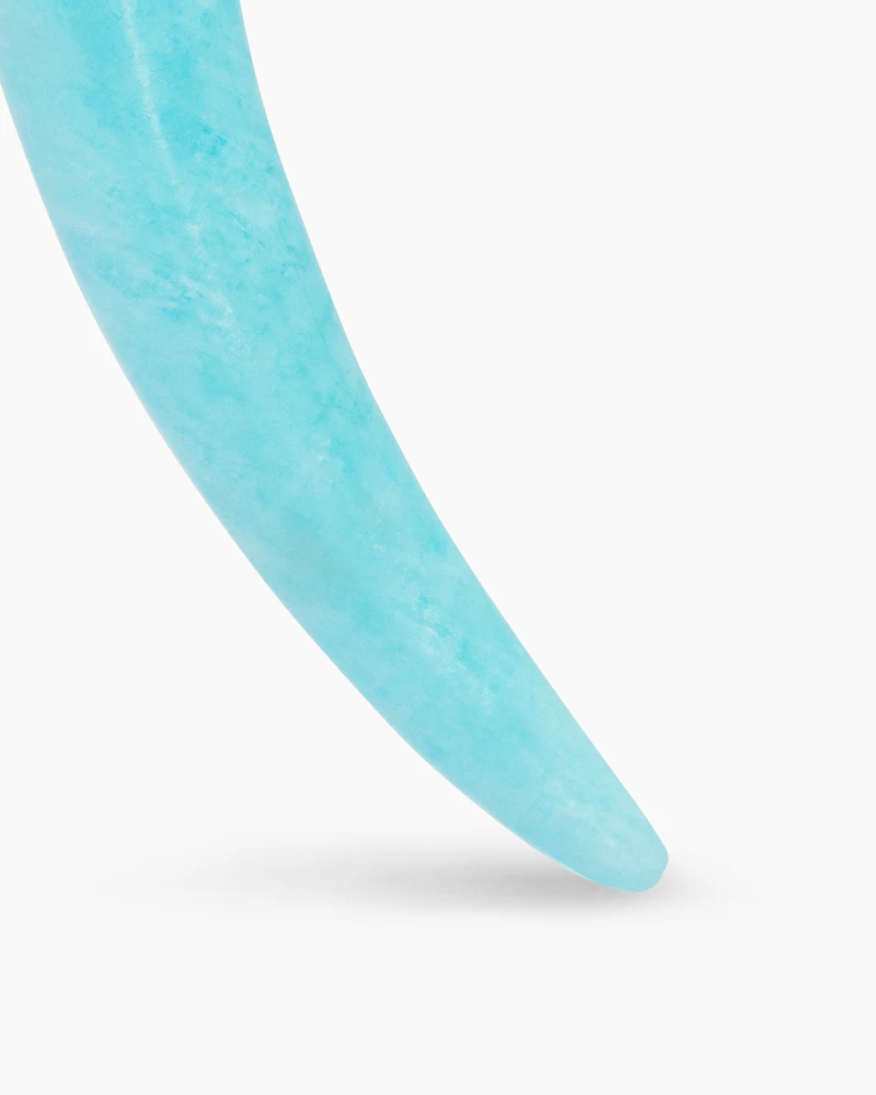 Tusk Amulet with Amazonite and 18K Yellow Gold, 42mm