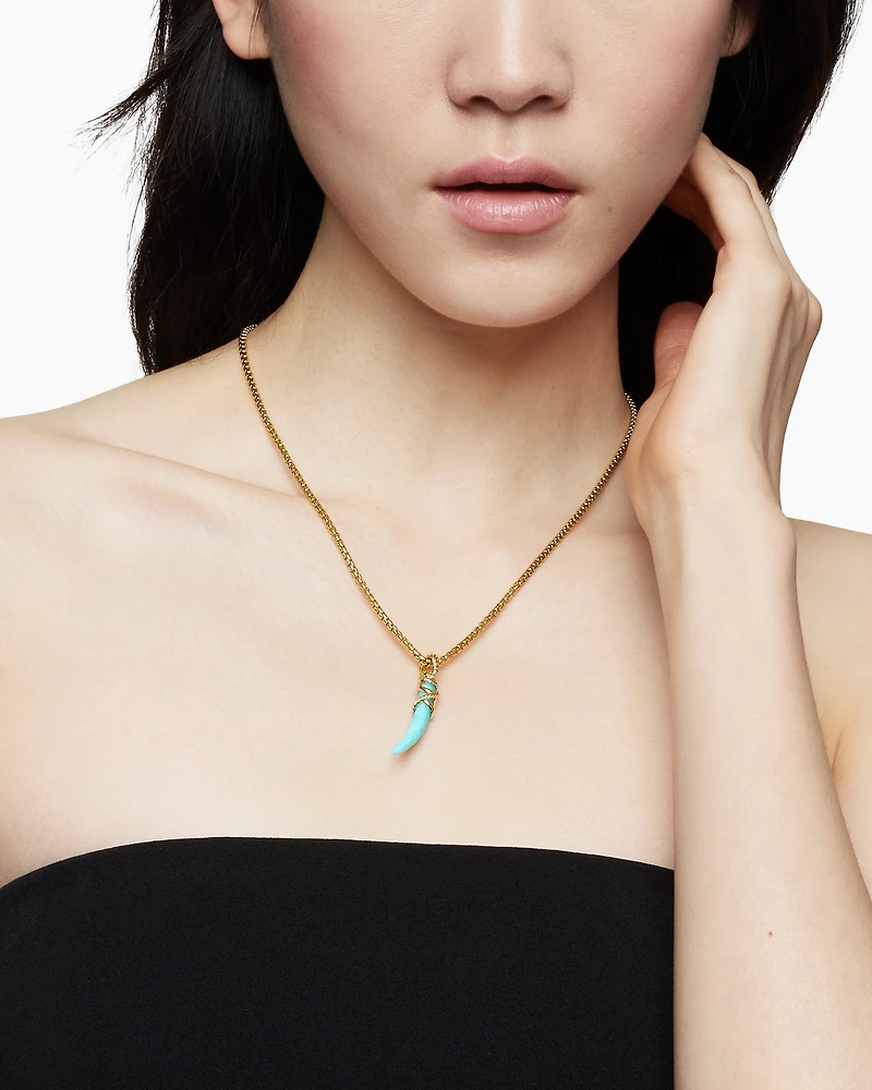 Tusk Amulet with Amazonite and 18K Yellow Gold, 42mm
