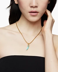 Tusk Amulet with Amazonite and 18K Yellow Gold, 42mm